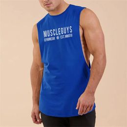 Mens Gym Casual Tank Top Muscle Sleeveless Sporting Running Workout Clothing Stringer Fashion Fitness Singlets 240425