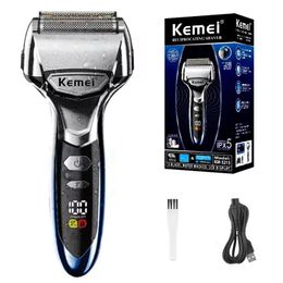 Kemei 5-Blade Electric Shaver For Men Face Beard Wet Dry Razor Rechargeable washable Bald Shaving Machine 240420