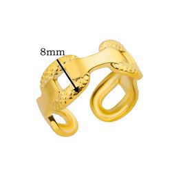 Wedding Rings Minimalist Wide Texture Stainless Steel Texture Rings For Women Vintage Gold Colour Aesthetic Ring Wedding Jewellery Accessories