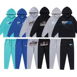 Trapstar Rainbow Gradient Letter Tiger Head Embroidered Hoodie Long Pants Sports Guard Set