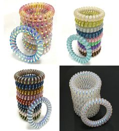 Colourful Elastic Girls Women Rubber Coil Hair Ties Spiral Shape Hair Ring Bands Ponytail Holders Accessories5367980