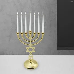 Candle Holders Hanukkah Menorahs Holder 7 Branch Antique Designed Wide Sturdy Base Candelabra Menorah Candlestick Ornaments