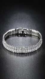 2021 Luxury Princess Cut 18cm 925 Sterling Silver Bracelet Bangle for Women Anniversary Jewellery Whole Moonso S57767778462