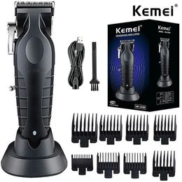 Kemei Professional Hair Clipper For Men Adjustable Cordless Electric Hair Trimmer Rechargeable Hair Cutting Machine Lithium 240418