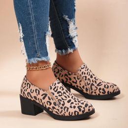 Dress Shoes Big Size 43 Women Leopard Print Thick Heel Loafers Spring Non-slip Slip-on Modern For Sneakers Outdoor Women's