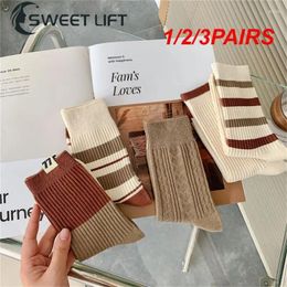 Women Socks 1/2/3PAIRS Floor Stripes All-match -tube Stockings Cartoon Retro Breathable Japanese