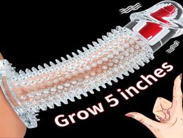 Nxy Toy Extension Penis Extender Cap Vibrators Sleeve Enlargement with Spikes Realistic Silicone Sex for Men Cock Rings Shop 121624432190