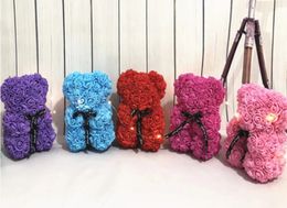 25cm Valentine Gifts Decoration Rose Bear Artificial Flower Romantic Christmas Gift For Girlfriend Creative Eternal Flower 240418