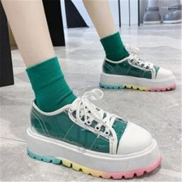 Fitness Shoes 2024 Spring Summer Women Chunky Sneaker Platform Transparent Casual Female Student Fashion Lace-up Shoe