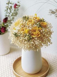 Decorative Flowers Natural Baby Breath Bouquet Rose Sunflower Dried Flower Valentine Day Gift Wedding Party Decoration Home Vase Decor