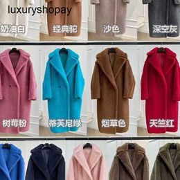 Maxmaras Coat Teddy Bear Womens Cashmere Coats Wool Winter Mawangya Long Cowhorn Fleece Lamb Fur and One Piece Warm Th