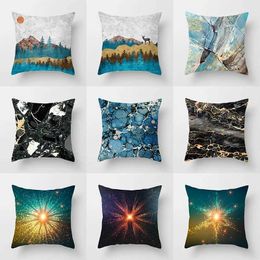 Cushion/Decorative Cushion Covers Cojines Flores Modern Style Home Sofa Car Decoration Blue Case Square Scenic Print Ramadan 45*45cm