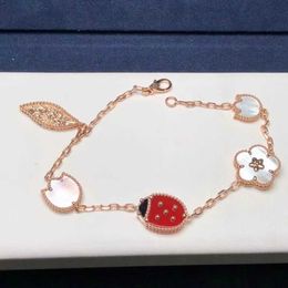 High standard bracelet gift choice Seven Star Ladybug Flower Bracelet Female Gold 18k Rose with Original vancley