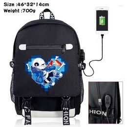 Backpack Game Undertale Sans Cartoon USB Charge Rucksack Men Travel Laptop Shoulders Bag Students School Bookbags