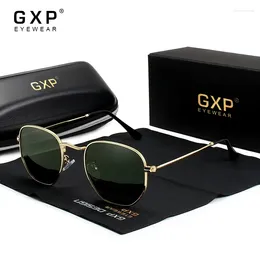 Sunglasses GXP Hexagon Retro Reflective Men Sun Glasses Stainless Steel Eyewear Men's Polarised Beach