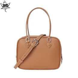 Shoulder Bags Designer Simple Caramel Street Tote Epsom Cow Leather Women Handbag Long Handle Office Commuter Ladies Bag