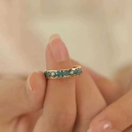 Wedding Rings Exquisite Design Green Enamel Rings Retro Aestheticism Gold Colour Metal Enamel Process Pattern Rings Jewellery