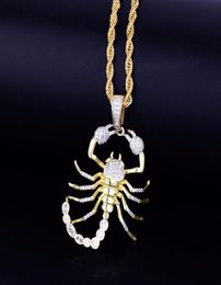 Animal Scorpion Hip Hop Pendant Necklace Chain Gold Colour Bling Cubic Zircon Men039s Women Jewellery For Gift223L8327547