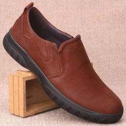 Casual Shoes 2024 Man Flats Genuine Leather For Mens Black Brown Youth Fashion Men Shoe Anti-Slip Driver