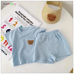 Clothing Sets Toddler Summer Pyjamas Cotton Baby Short Sleeve Soild Tops Pants 1 2 3 Year Kids Summer's 2024 Xmas Boy Girl Suit