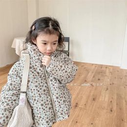 Down Coat Childrens Clothing Autumn Winter Korean Girls Cotton Zipper Printing Outerwear Warm Versatile Open Stitch Sweet