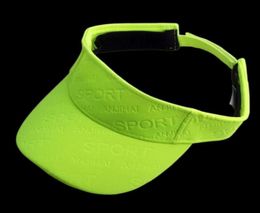 Berets Bright Colour Sun Hat Visors Women Men Text Sport Golf Tennis Visor Cap Neon Yellow Orange Grey Black White Navy BlueBerets6965602