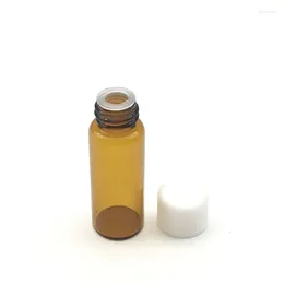 Storage Bottles 5pcs Small Perfume Sample Amber Glass Bottle With No Hole Screw Cap Mini Essential Oil 5ml Empty Vials