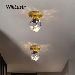 Ceiling Lights Copper Light Luxury Crystal Lamp Aisle Balcony Cloakroom Porch Corridor Gallery Closet Modern LED Lighting