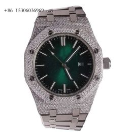 Fully Iced Out Stainless Steel Mens Mechanical Watches Crafted With Moissanite Round Brilliant Cut Diamonds For Fashion