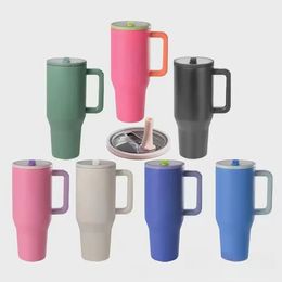 Tumbler Straw Lid Stainless Steel 30oz/40oz Vacuum Insulated Car Mug Double Wall Thermal Iced Travel Cup W24-304