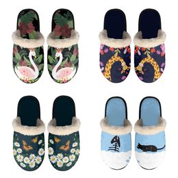 GAI platform slippers with cowhide long fur Fussbett sandals with box yellow berry luxury ourdoor indoor room mules slides shoes womens mens beach slippers