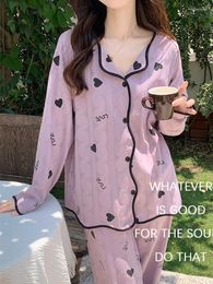 Women's Sleepwear Fashion Cardigan Home Sets For Women Print Long Sleeved Ladies Night-clothes With Chest Pads 2024 Spring Loose Pyjama