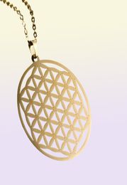 Chains Fashion Women Vintage Flower Of Life Pendant Sacred Geometry Silver Chain Necklace86319035461981