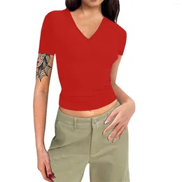 Women's T Shirts Women Short Sleeve Soild Sexy Cute Tee Slim Fit Tight Crop-Top Shirt Fashionable And Minimalist T-Shirt Ladies