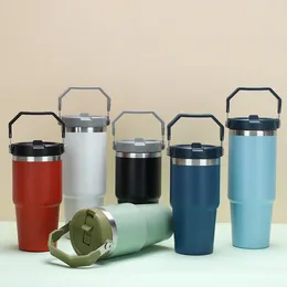 Water Bottles 1pc-Vacuum Insulated Double-layer Stainless Steel Cup Portable With Handle