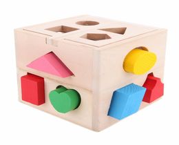 13 Holes Baby Colour Recognition Intelligence Toys Bricks Wooden Shape Sorter Cube Cognitive and Matching Blocks for Children7805242