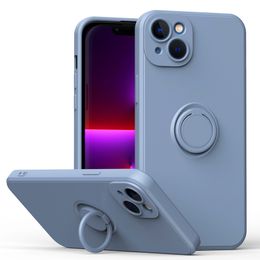 Ring Stand Holder IPhone Cases Phone Cases Liquid Silicone Soft Slim Kickstand Magnetic Car Full Protective Cover For apple IPhone 15 Plus 14 13 12 11 Pro Max