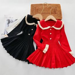 Girl Dresses Autumn 2024 Children's Spring And Princess Skirt Foreigner Korean Knitted Woollen