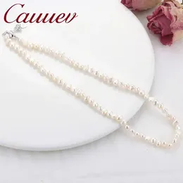 Pendants Cauuev Natural Freshwater Pearl Choker Necklace Baroque Jewellery For Women Wedding 925 Silver Clasp Wholesale 2024 Trend C