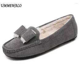 Casual Shoes UMMEWALO Flat Women Winter Warm Loafer Woman Flock Short Plush Cotton Mother Loafers Driving Footwear