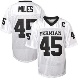 Movie PERMIAN MILES #45 Rugby Jersey Mens Outdoor American Football Clothing Soccer White Tops Sewing Embroidery 240424