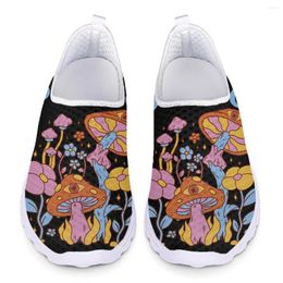 Casual Shoes INSTANTARTS Cartoon Fluorescent Mushroom Women's Fashion Flats Lace-up Running Breathable Sneakers Zapato De Mujer