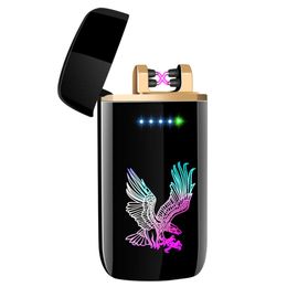 USB Charging Custom Lighter Colourful Pattern Cigarette Lighter Led Windproof Double Arc Portable Lighter