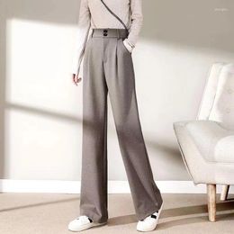 Women's Pants Woollen Cloth Wide Leg Women 2024 Autumn And Winter Loose Thick Straight Plush Warm Casual