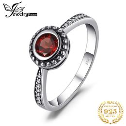 Band Rings Jewelry Palace Vintage 5mm Natural Garnet 925 Sterling Silver Ring Womens Fashion Jewelry Declaration Anniversary Gift Q240427