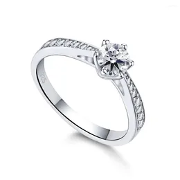 Cluster Rings S925 Sterling Silver Ring Women's Classic 6-claw High Carbon Diamond Light Luxury Micro Set Wedding Net Red Jewellery