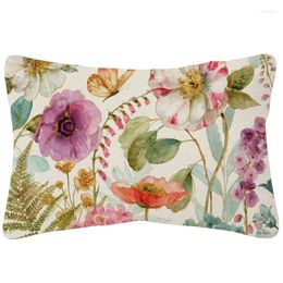 Pillow Sprinkled Flowers Cover Red Rose Hand Painting Waist Decorative Pillows For Sofa 30X50CM