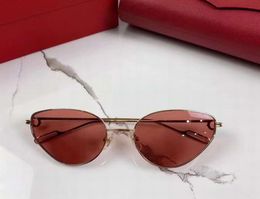 Women Cat Eye Sunglasses Metallic Gold Pink Lens 0155s Glasses Sun Fashion Sunglasses Shades Eye wear New with b1930290