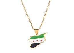 Stainless Steel Trendy Syria Map Flag Pendant Necklaces Syrians Maps Women Necklace2945937