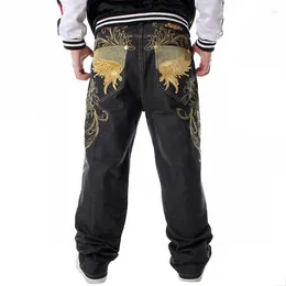 Men's Jeans Nanaco Mens Loose Wide Leg Fashion Embroidery Skateboarder Hip Hop Baggy Denim Pants Big Size 30-46